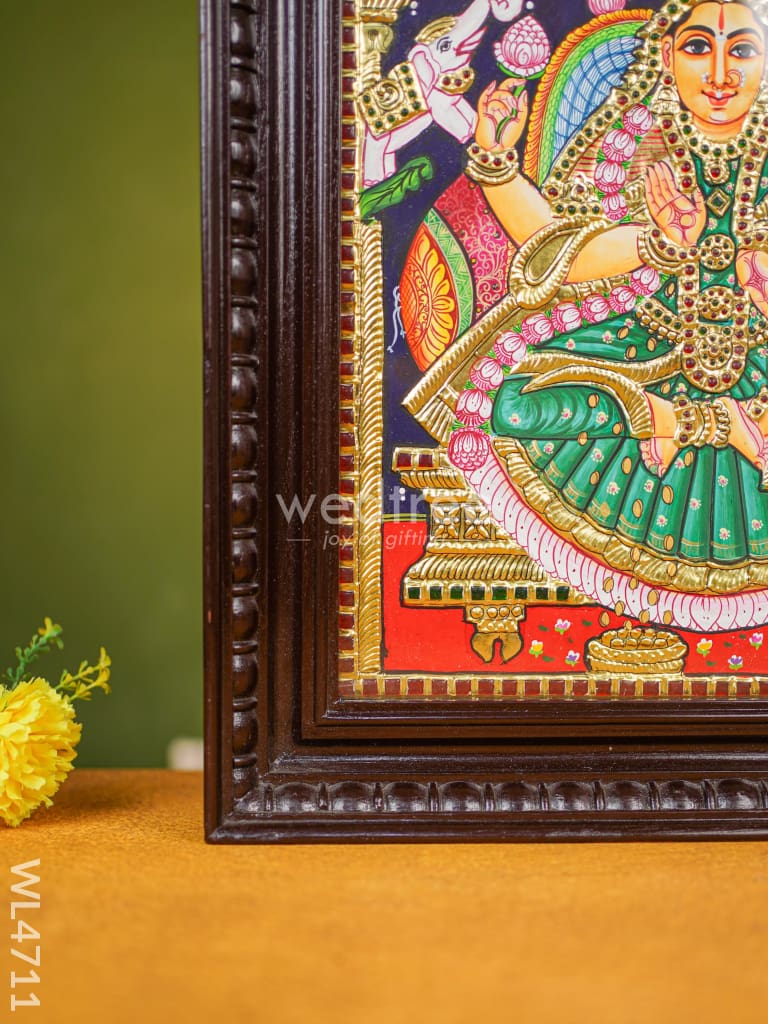 Tanjore Painting - Gajalakshmi - Flat (Gold Foil) - 18x14 inch - WL4711