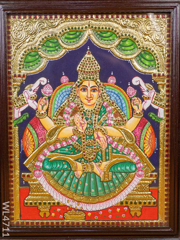 Tanjore Painting - Gajalakshmi - Flat (Gold Foil) - 18x14 inch - WL4711