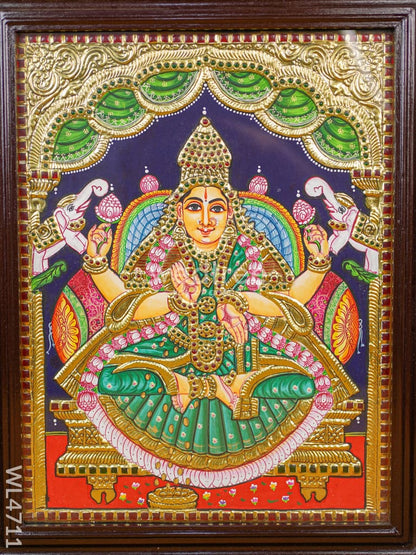 Tanjore Painting - Gajalakshmi - Flat (Gold Foil) - 18x14 inch - WL4711