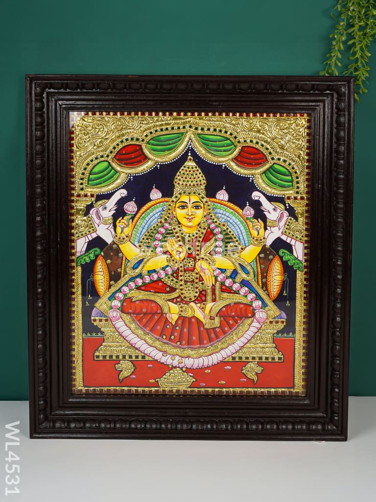Tanjore Painting - Gajalakshmi - Flat (Gold Foil) - 20x16 inch - WL4531