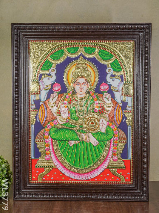 Tanjore Painting - Gajalakshmi - Flat (Gold Foil) - 24x18 inch - WL3779