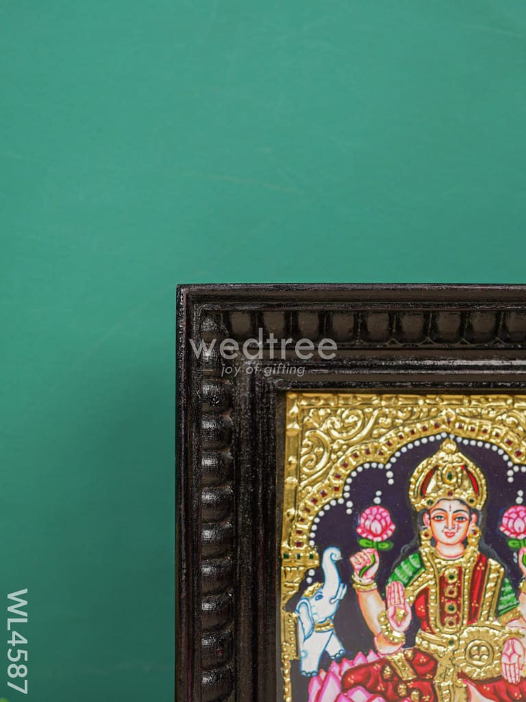 Tanjore Painting - Gajalakshmi on Lotus - Flat (Gold Foil) - 8x6 inch - WL4587