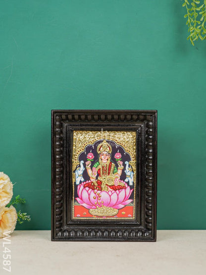 Tanjore Painting - Gajalakshmi on Lotus - Flat (Gold Foil) - 8x6 inch - WL4587