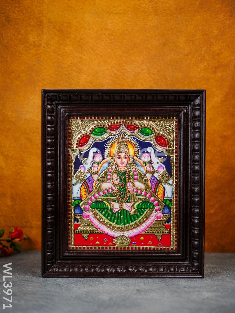 Tanjore Painting - Galajalakshmi 12 x 10 inch - Flat [Gold Foil] - WL3971