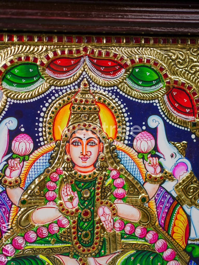 Tanjore Painting - Galajalakshmi 12 x 10 inch - Flat [Gold Foil] - WL3971