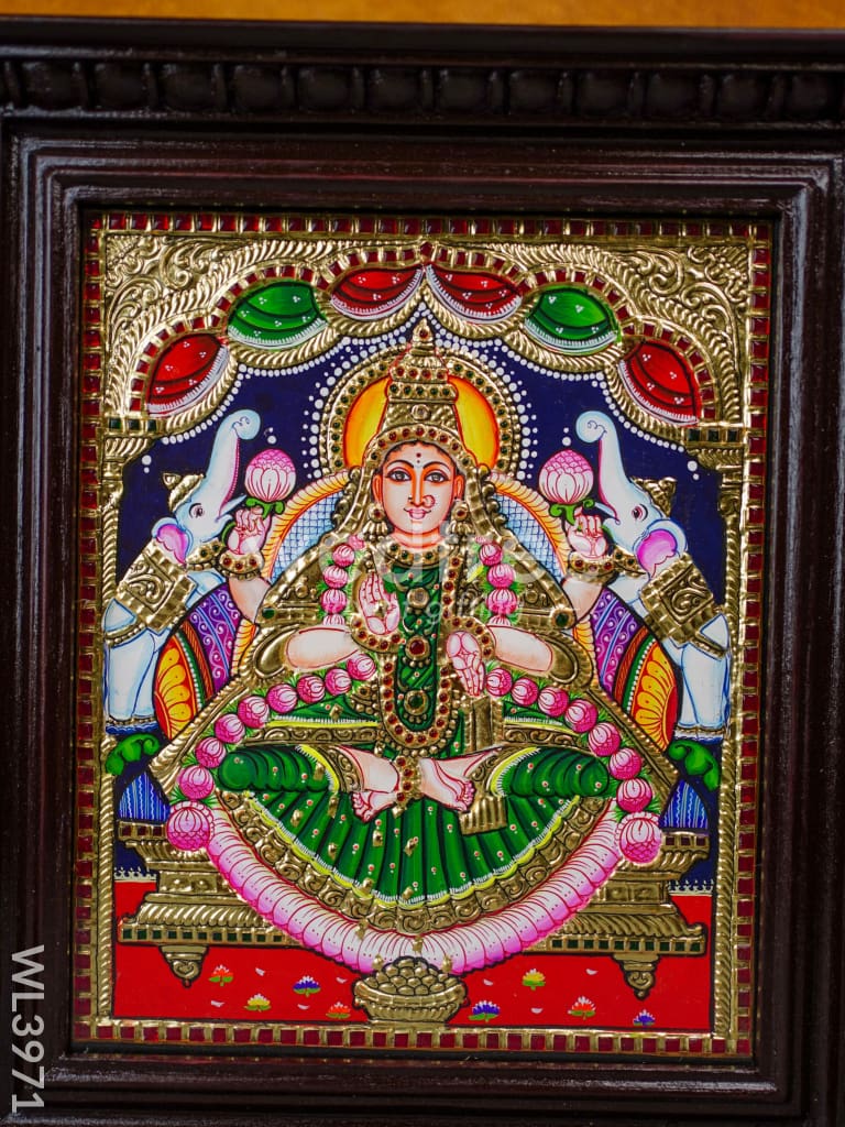 Tanjore Painting - Galajalakshmi 12 x 10 inch - Flat [Gold Foil] - WL3971