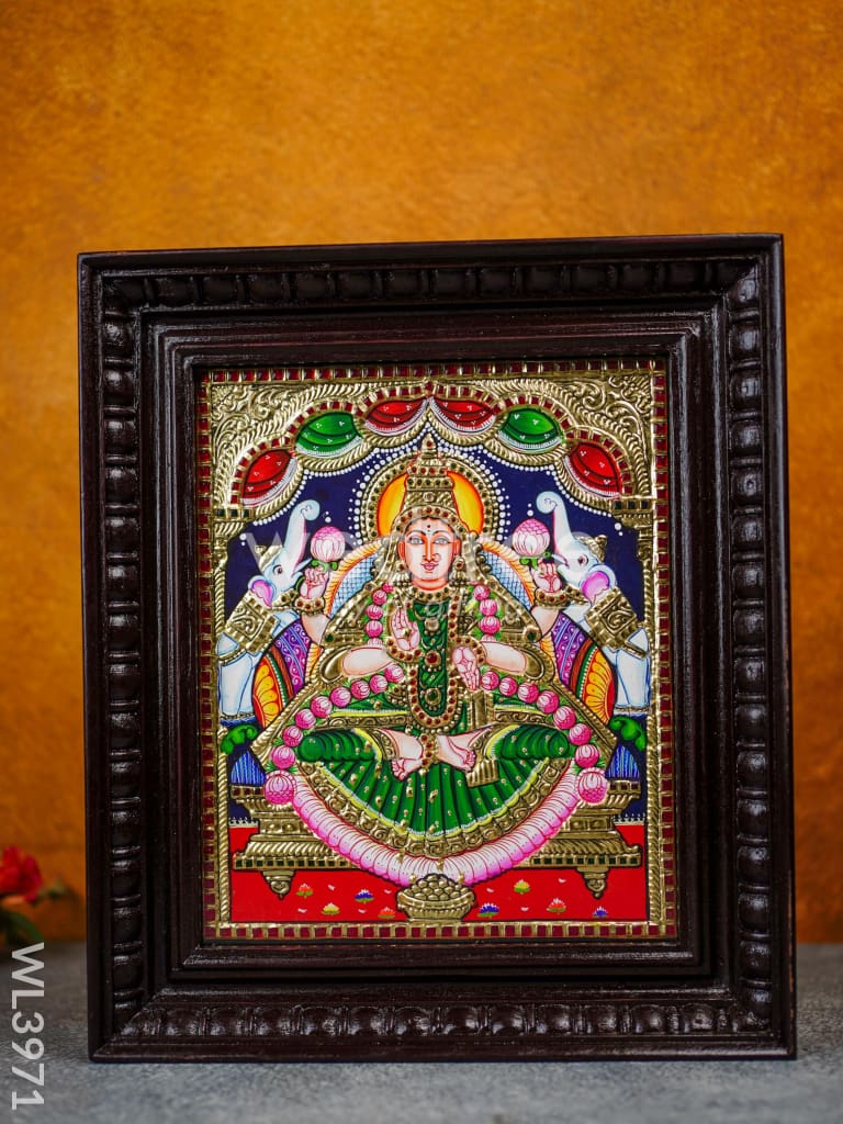 Tanjore Painting - Galajalakshmi 12 x 10 inch - Flat [Gold Foil] - WL3971