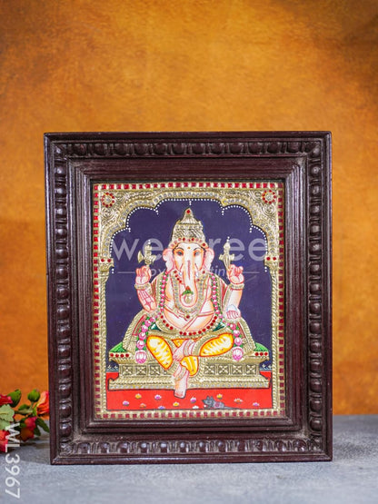 Tanjore Painting - Ganesha 12 x 10 inch - Semi Embossed - WL3967