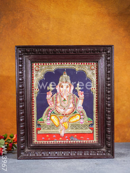 Tanjore Painting - Ganesha - Semi Embossed - 12x10 inch - WL3967