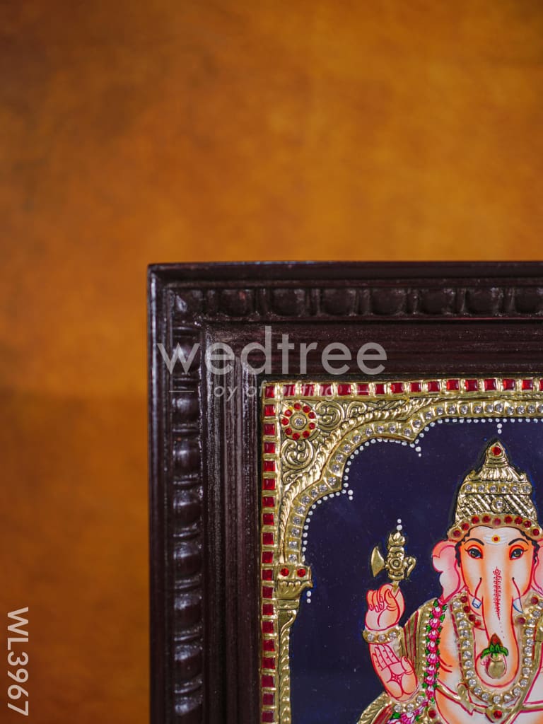 Tanjore Painting - Ganesha 12 x 10 inch - Semi Embossed - WL3967