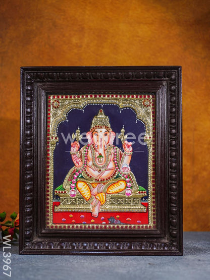 Tanjore Painting - Ganesha 12 x 10 inch - Semi Embossed - WL3967