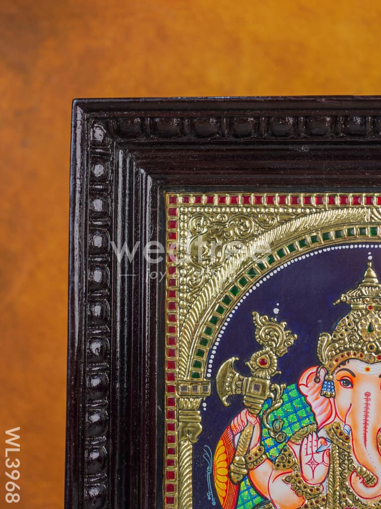 Tanjore Painting - Ganesha 15 x 12 inch - Flat [Gold Foil] - WL3968