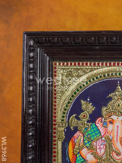 Tanjore Painting - Ganesha 15 x 12 inch - Flat [Gold Foil] - WL3968