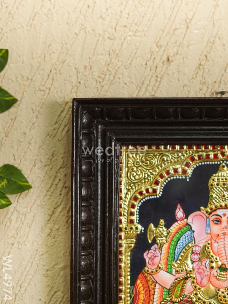 Tanjore Painting - Ganesha - Flat (Gold Foil) - 12x10 inch - WL4974