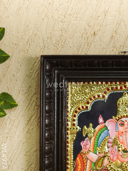 Tanjore Painting - Ganesha - Flat (Gold Foil) - 12x10 inch - WL4974