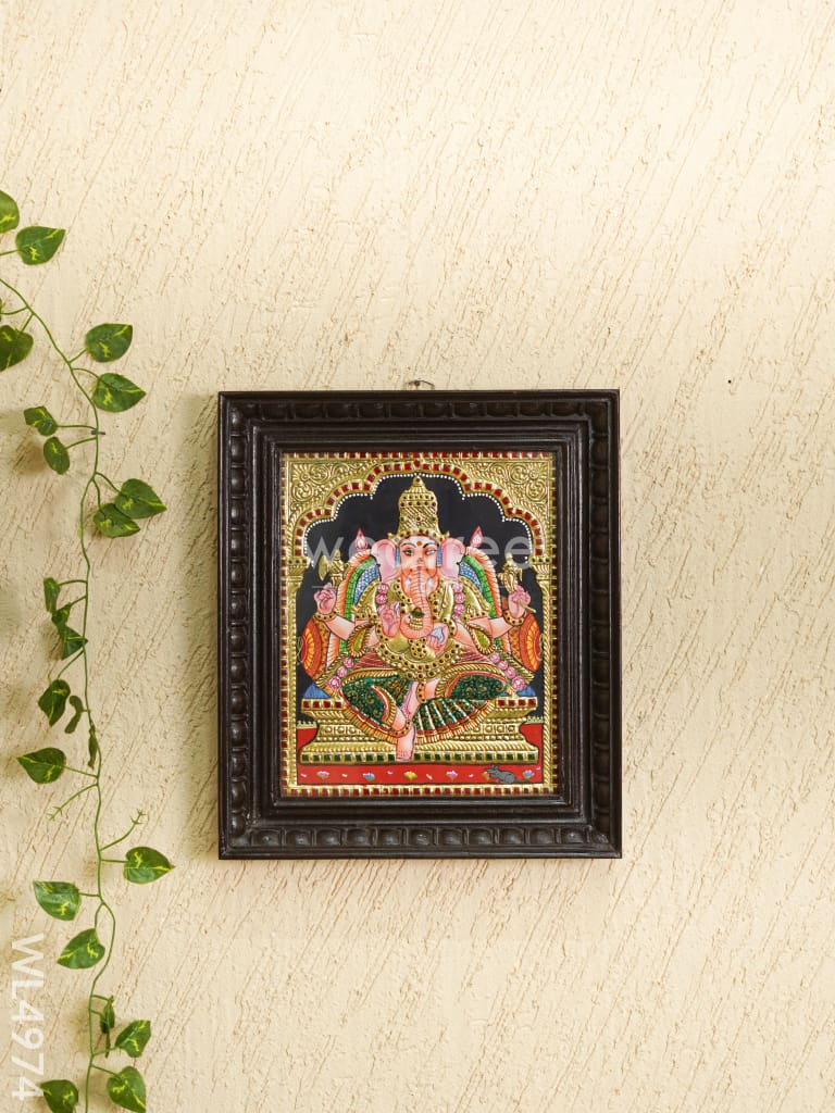 Tanjore Painting - Ganesha - Flat (Gold Foil) - 12x10 inch - WL4974