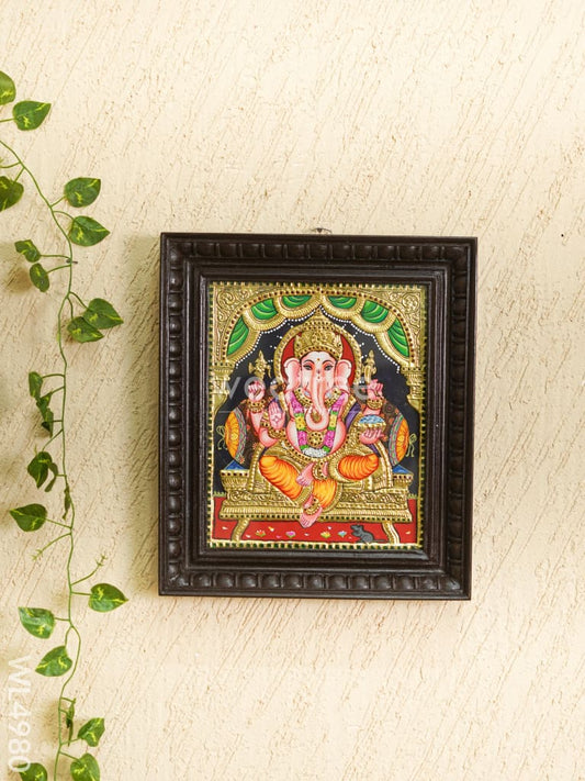 Tanjore Painting - Ganesha - Flat (Gold Foil) - 12x10 inch - WL4980