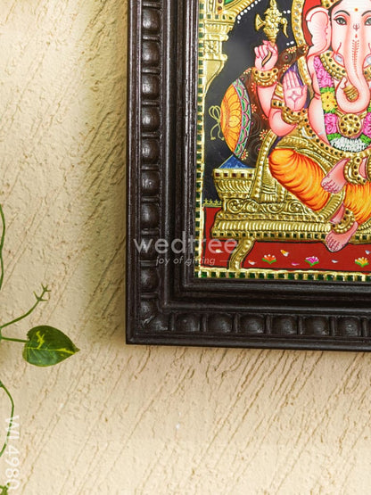 Tanjore Painting - Ganesha - Flat (Gold Foil) - 12x10 inch - WL4980