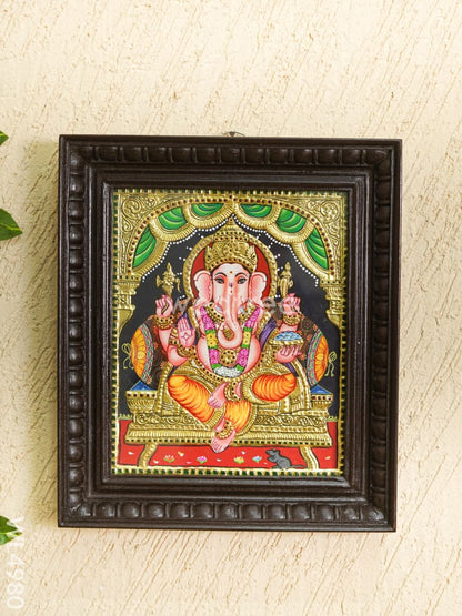 Tanjore Painting - Ganesha - Flat (Gold Foil) - 12x10 inch - WL4980