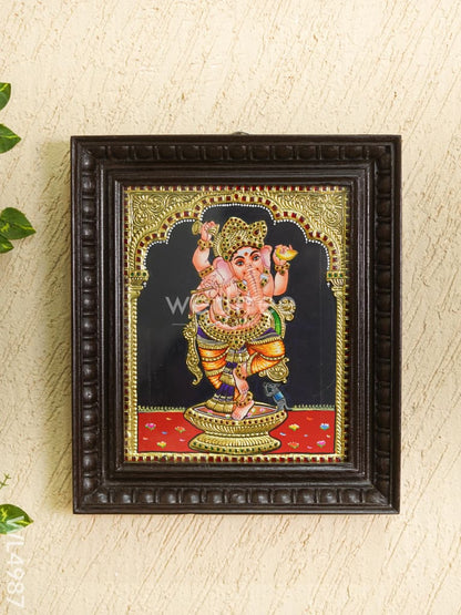 Tanjore Painting - Ganesha - Flat (Gold Foil) - 12x10 inch - WL4987