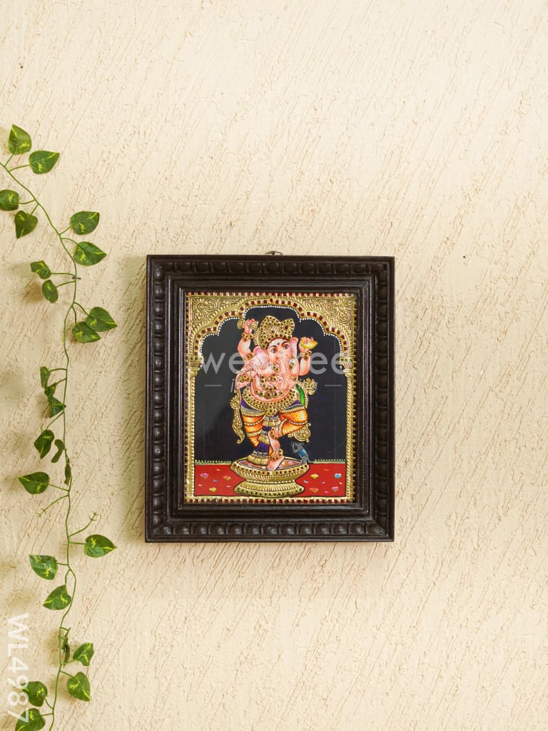 Tanjore Painting - Ganesha - Flat (Gold Foil) - 12x10 inch - WL4987