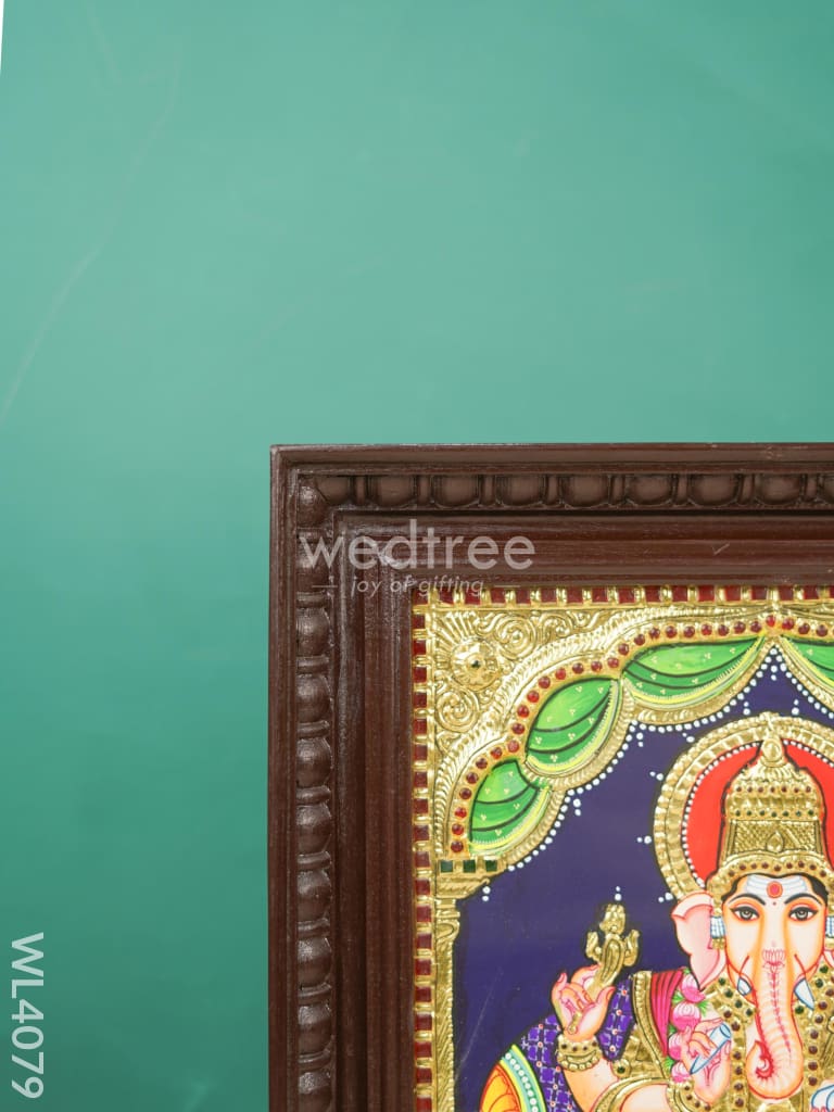 Tanjore Painting - Ganesha - Flat (Gold Foil) - 15x12 inch - WL4079