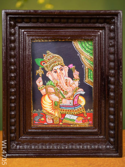 Tanjore Painting - Ganesha - Flat (Gold Foil) - 8x6 inch- WL4705