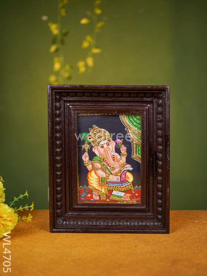 Tanjore Painting - Ganesha - Flat (Gold Foil) - 8x6 inch- WL4705