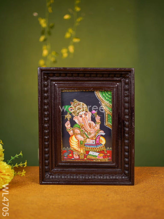Tanjore Painting - Ganesha - Flat (Gold Foil) - 8x6 inch- WL4705