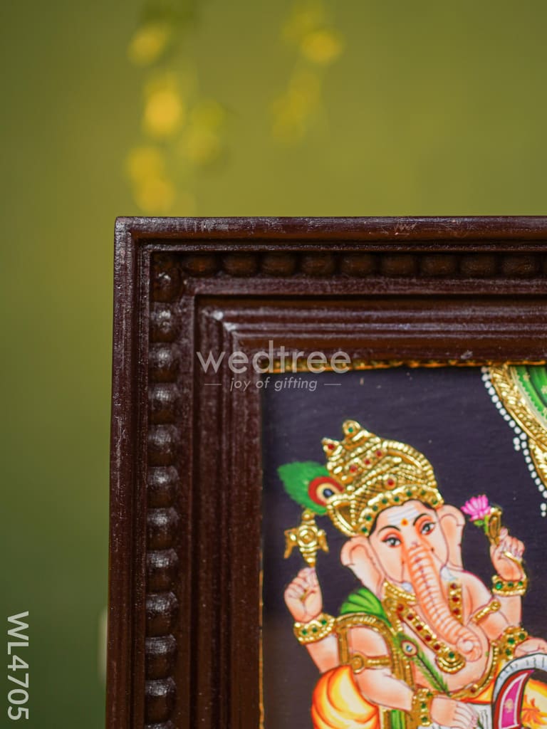 Tanjore Painting - Ganesha - Flat (Gold Foil) - 8x6 inch- WL4705