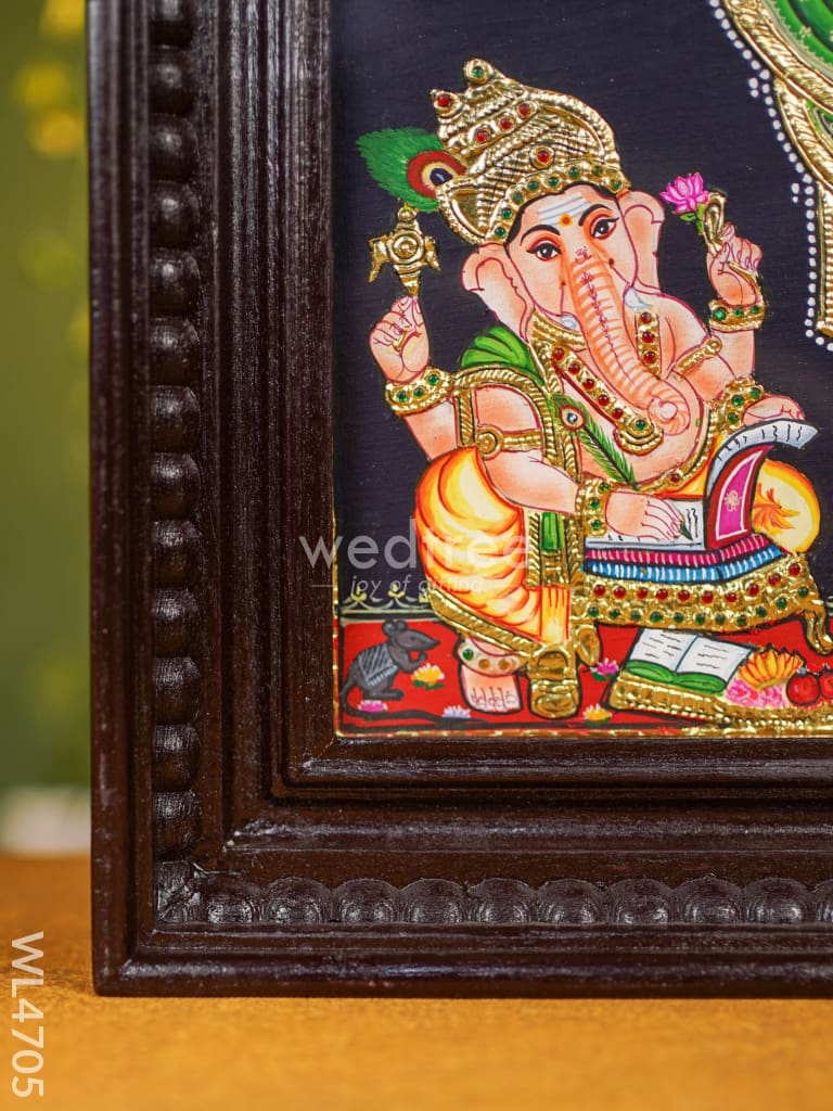 Tanjore Painting - Ganesha - Flat (Gold Foil) - 8x6 inch- WL4705