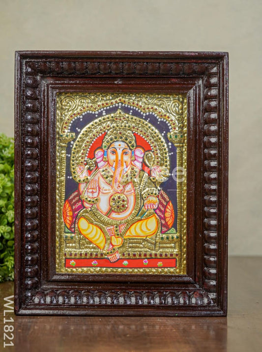 Tanjore Painting - Ganesha - Flat (Gold Foil) - 8x6 inch - WL1821
