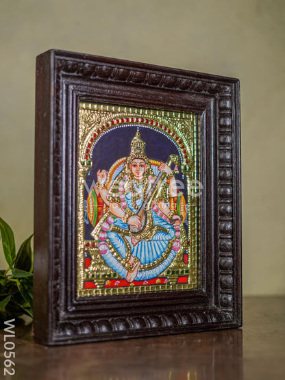 Tanjore painting Goddess Saraswathi - Flat (Gold foil) - 10x8 inch - WL0562