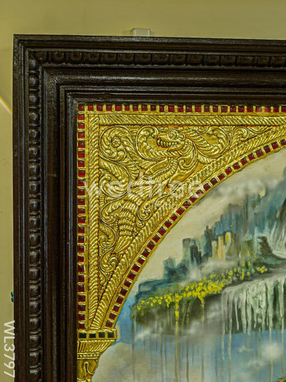 Tanjore Painting Govardhan Giri Krishna - Flat (Gold foil) - 4x3ft - WL3797