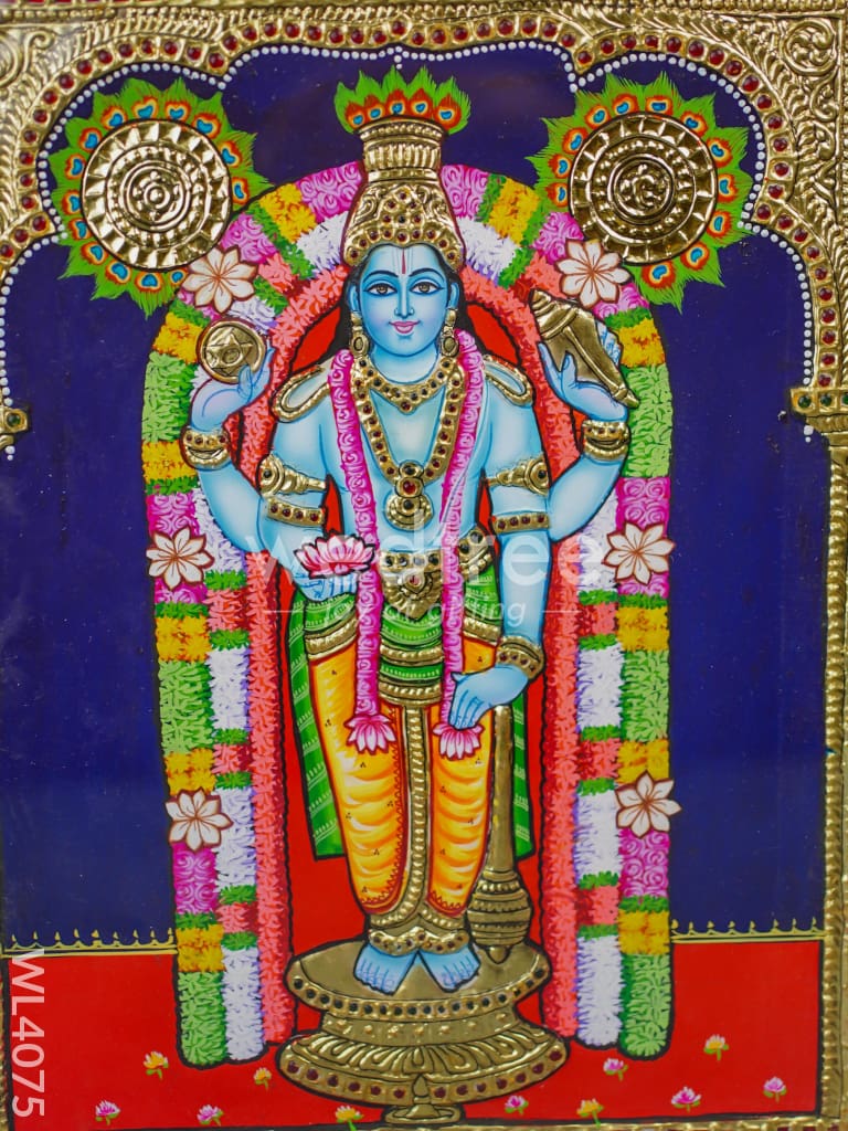 Tanjore Painting - Guruvayurappan 15 x 12 inch - Flat [Gold Foil] - WL4075
