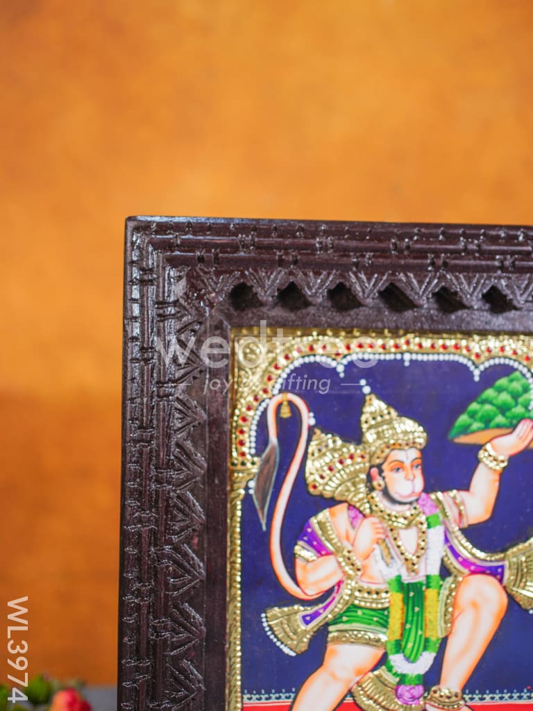 Tanjore Painting - Hanuman 10 x 8 inch - Flat [Gold Foil] - WL3974