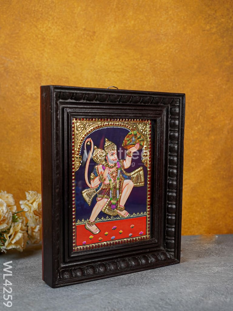Tanjore Painting - Hanuman 10 x 8 inch - Flat [Gold Foil] - WL4259