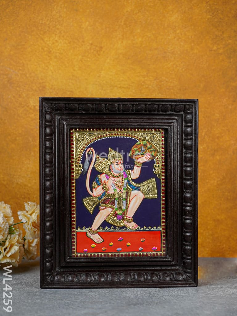 Tanjore Painting - Hanuman 10 x 8 inch - Flat [Gold Foil] - WL4259