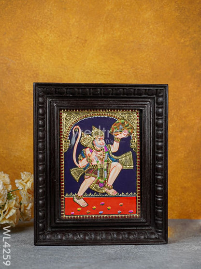 Tanjore Painting - Hanuman 10 x 8 inch - Flat [Gold Foil] - WL4259