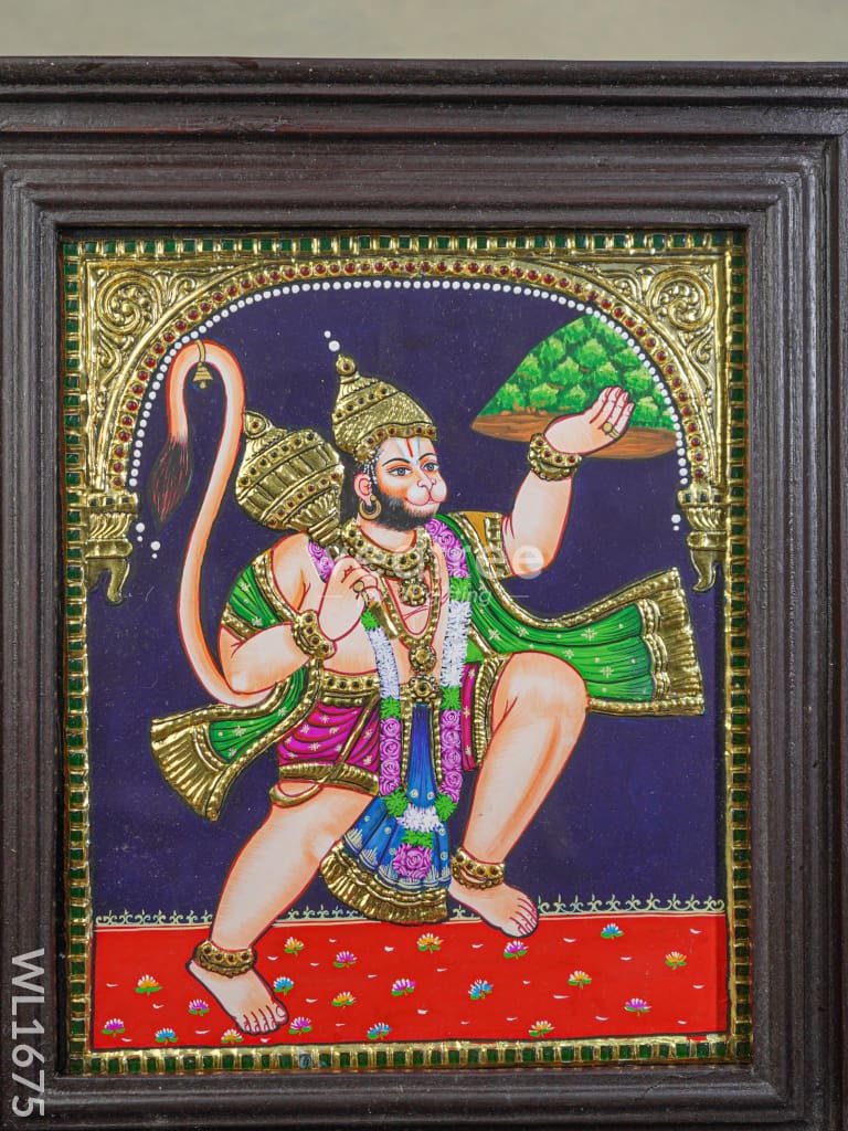 Tanjore Painting - Hanuman - Flat (Gold Foil) - 15x12 inch - WL1675