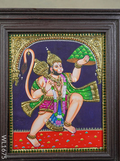 Tanjore Painting - Hanuman - Flat (Gold Foil) - 15x12 inch - WL1675