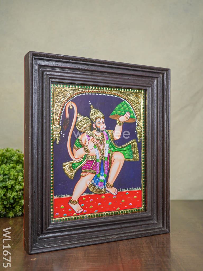 Tanjore Painting - Hanuman - Flat (Gold Foil) - 15x12 inch - WL1675