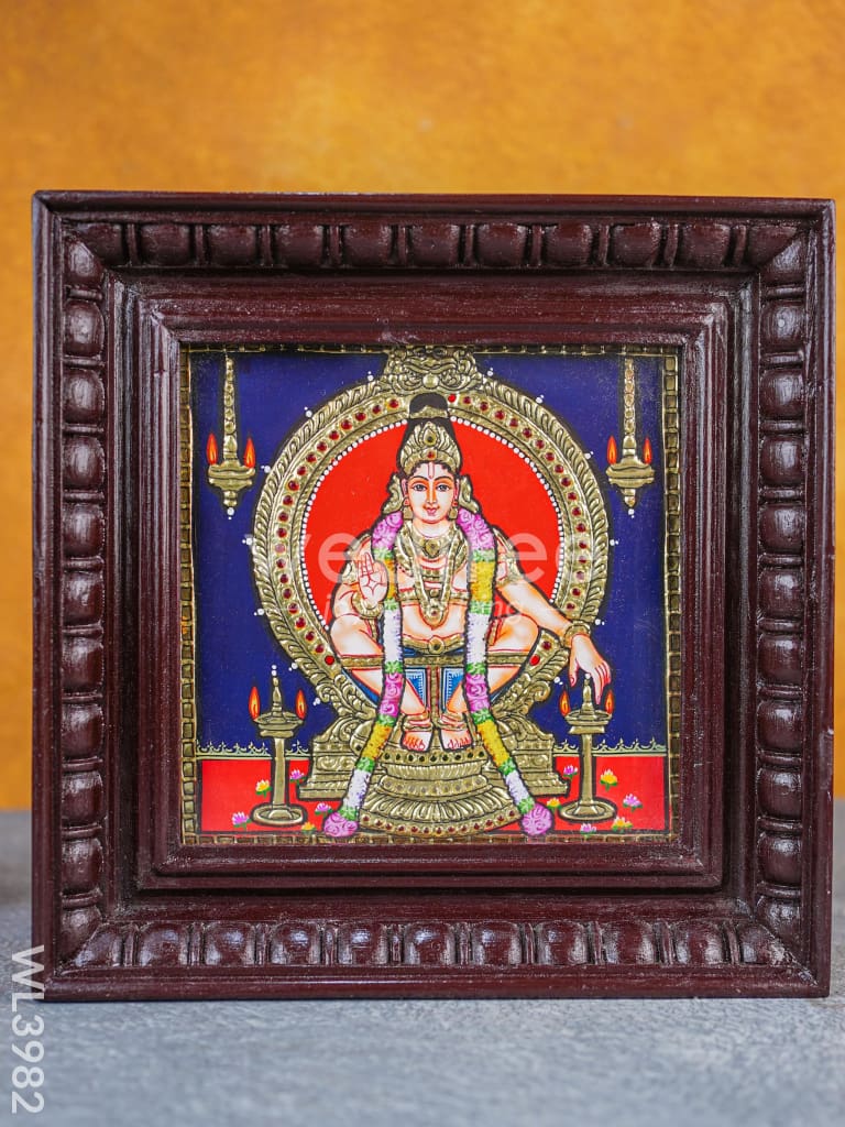 Tanjore Painting - Iyyappan 8 x 8 inch - Flat [Gold Foil] - WL3982