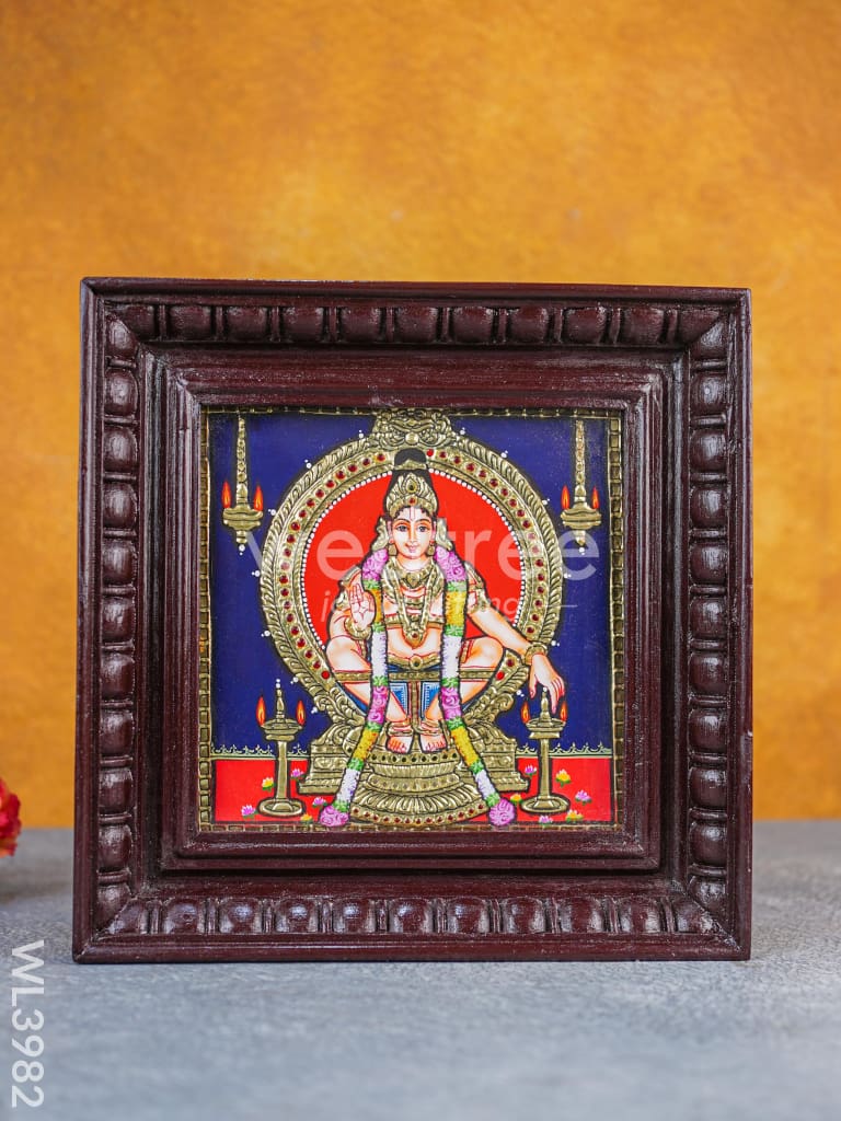 Tanjore Painting - Iyyappan 8 x 8 inch - Flat [Gold Foil] - WL3982