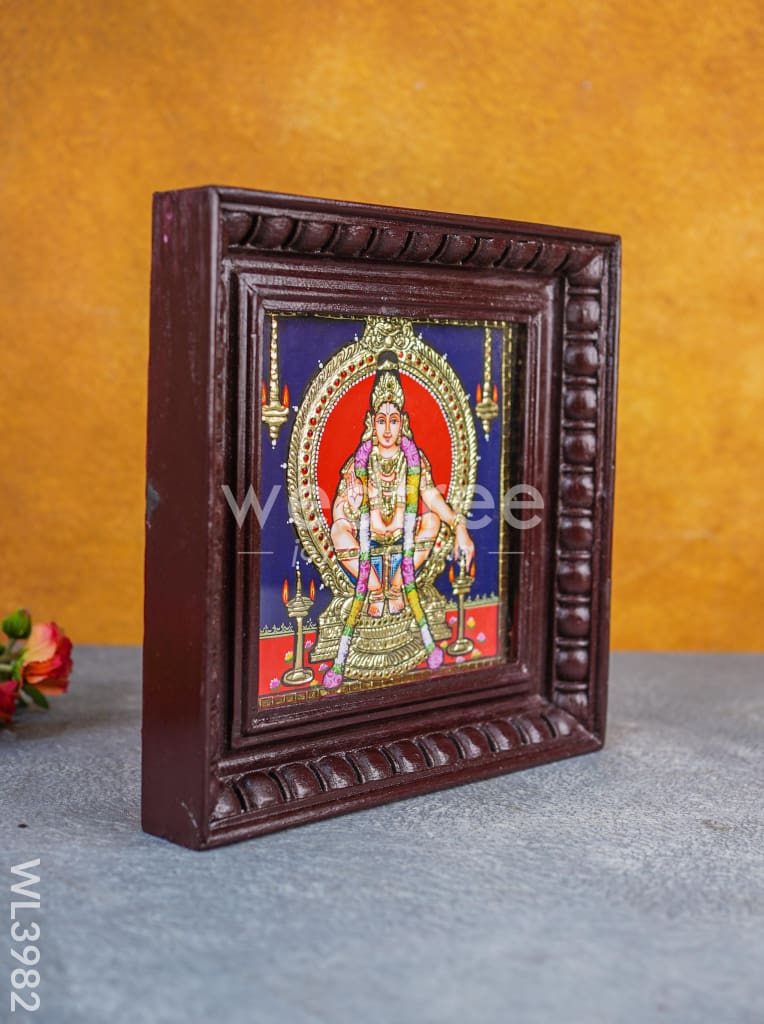Tanjore Painting - Iyyappan 8 x 8 inch - Flat [Gold Foil] - WL3982