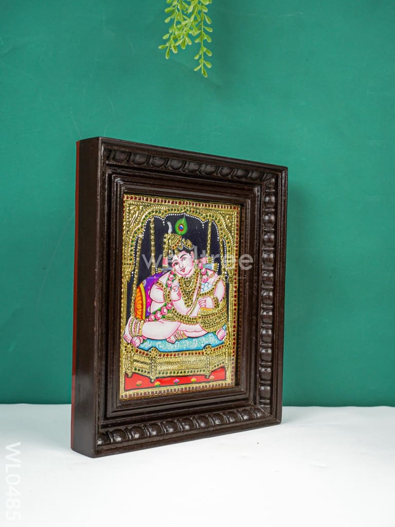 Tanjore Painting - Jhoola Krishna - Flat (Gold Foil) - 10x8 inch - WL0485
