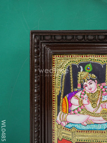 Tanjore Painting - Jhoola Krishna - Flat (Gold Foil) - 10x8 inch - WL0485