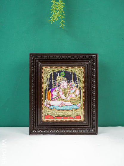 Tanjore Painting - Jhoola Krishna - Flat (Gold Foil) - 10x8 inch - WL0485