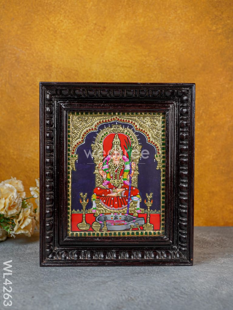 Tanjore Painting - Kamakshi - 10 x 8 inch - Flat [Gold Foil] - WL4263