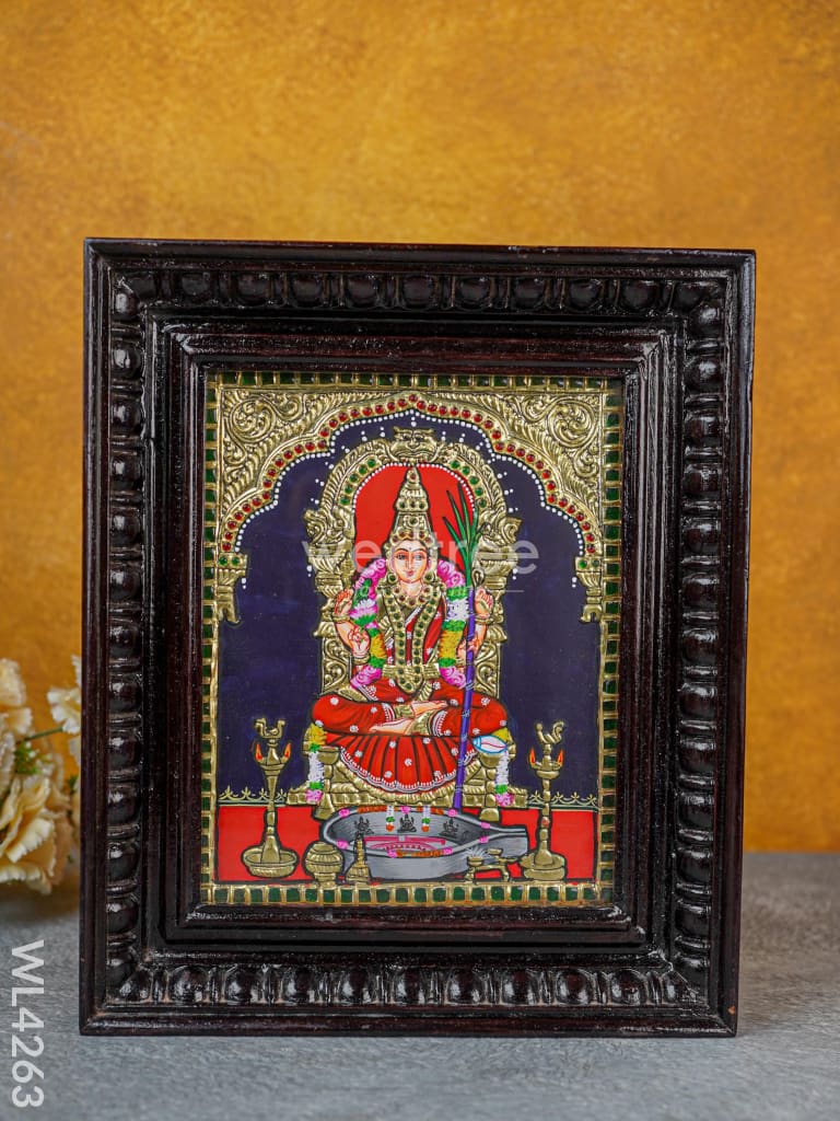 Tanjore Painting - Kamakshi - 10 x 8 inch - Flat [Gold Foil] - WL4263